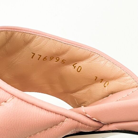 Gucci GG Marmont Pink Leather Heels Quilted Sandals Mules EU 40 US 10 - Picture 8 of 9